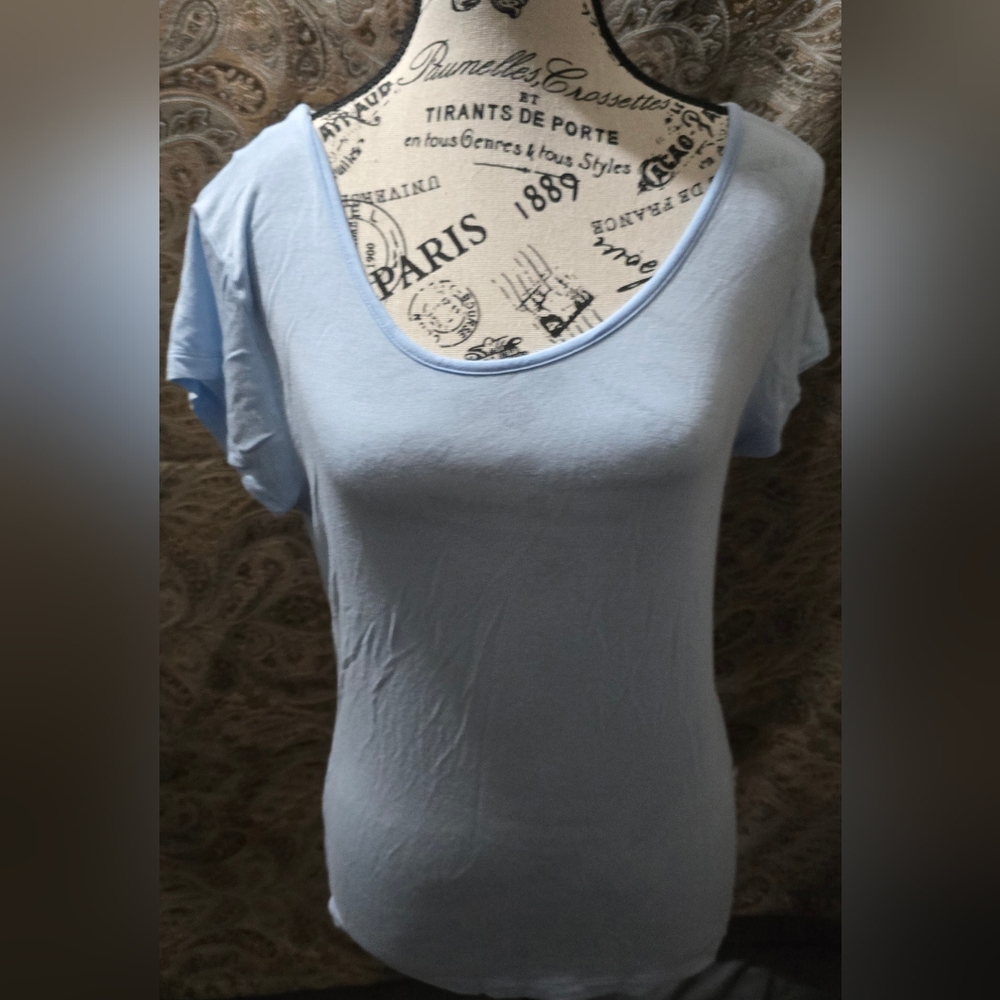 Blue scoop neck women's shirt